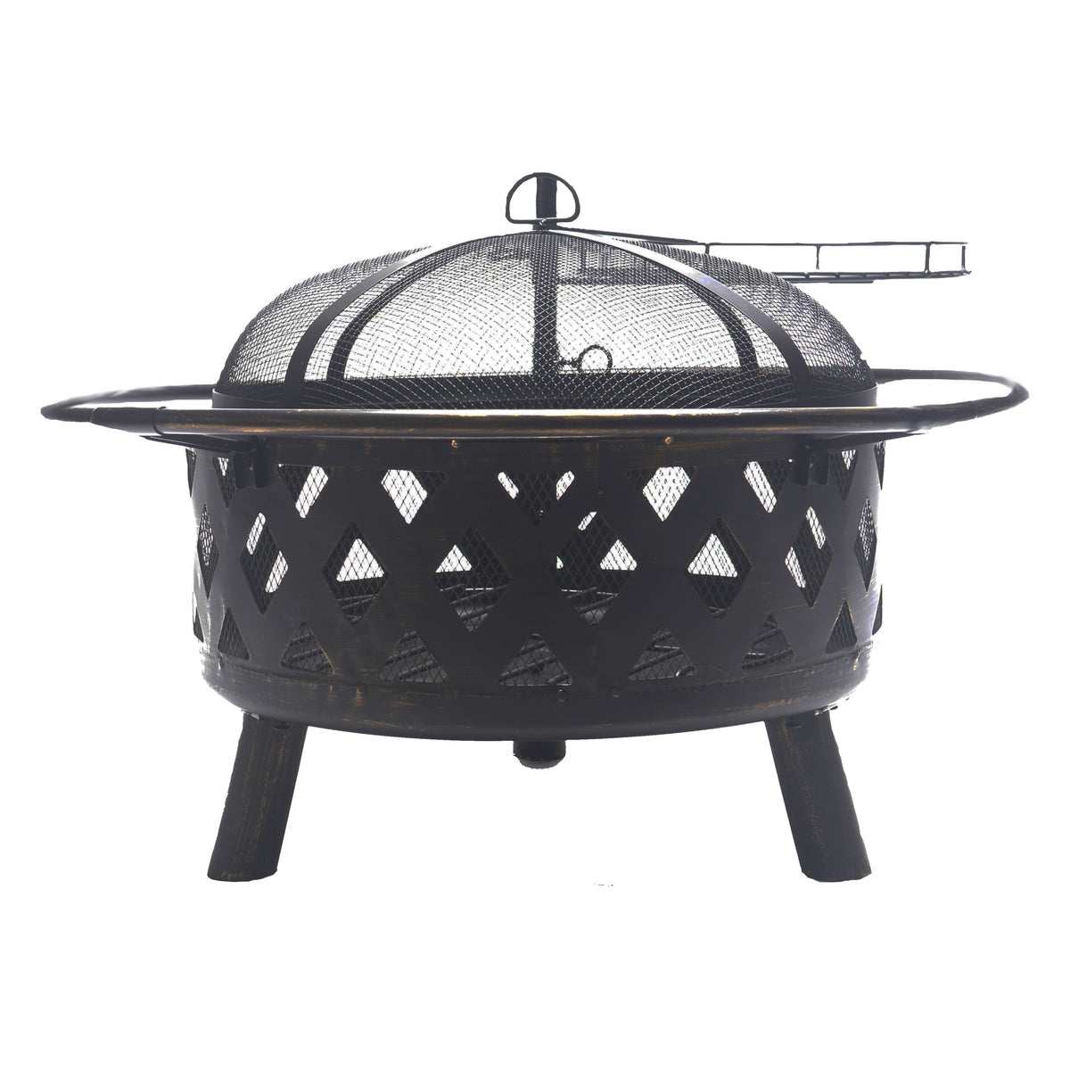 Bluegrass Living 26 Inch Cast Iron Deep Bowl Fire Pit with Cooking Gri